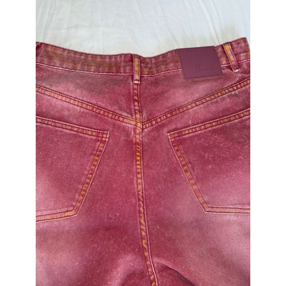 Hanifa Pink Distressed Wide-Leg Jeans M